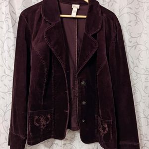Vintage Lane Bryant Plum Burgundy Corduroy Blazer Size 18/20